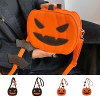 Bolso de calabaza de Halloween de cuero PU de dibujos animados, bolso de hombro divertido de calabaza de murciélago, bolso cruzado cuadrado de gran capacidad para fiesta - details 4
