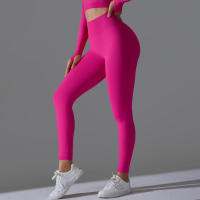 Hamidou-Pantalones deportivos de Yoga para mujer, mallas de cintura alta y caderas ajustadas, glúteos de melocotón, pantalones de Yoga desnudos de cintura alta - details 13