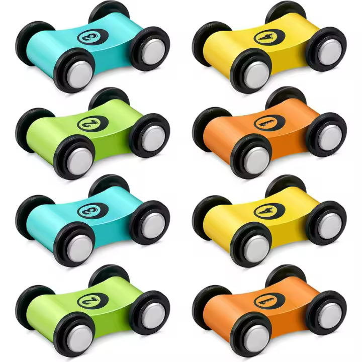 8 Pieces Wooden Mini Car Wood Race Car Kids Wooden Track Colorful Car Ramp Toy Replacement Car Toy Vehicle Play Sets - 1