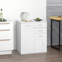 Aparador Armario de Cocina con 2 Puertas Buffet de Salón con 2 Cajones Estante Ajustable Estilo Moderno para Comedor 106x35x76cm Blanco Brillante - details 10
