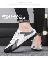 Zapatos planos de conducción de fondo suave de moda para hombre, zapatos casuales de primavera y verano con diseño de gorro, estilo de caminata de medio arrastre, sin cordones - details 10