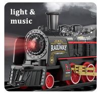 Tren de vapor clásico vintage, tren eléctrico de batería, locomotora de ferrocarril, juguetes de tren con rociador de agua, luz y sonido - details 7