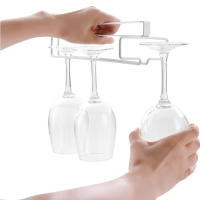 Soporte para copas de vino debajo del gabinete, estante colgante para copas de una sola fila, accesorios de cocina para copas de cóctel - details 4