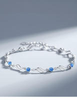 Pulsera de Cristal Azul Puro Plata Diseño de Corazón del Océano para Mujeres - details 0