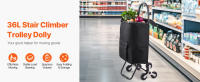 SucceBuy Stair Climber Trolley Dolly, carrito de compras plegable de 36 litros. Un práctico carrito con 6 ruedas y una bolsa de tela Oxford. Ideal para ir de compras, compras, lavandería. Plegable para un fácil almacenamiento. Negro. - details 0
