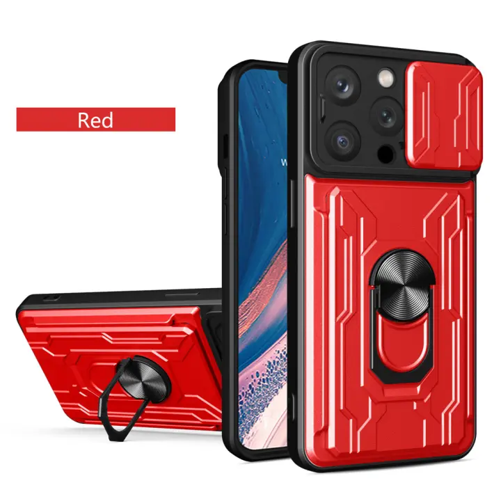 Funda con anillo de armadura para iPhone, soporte magnético, ranura para tarjeta, protección de cámara, 14, 13, 12 Pro, 11, XS, MAX, XR, X, SE, 2020, 2022, 8, 7 Plus - 1