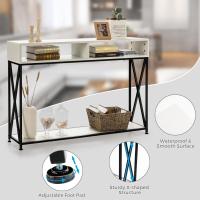 Mesa de Consola Industrial de 3 Niveles Estrecha Rectangular con 2 Cubos Abiertos y 1 Estante Inferior Estructura de Metal 120 x 23 x 79 cm Para Sala de Estar y Dormitorio - details 4