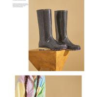 Zapatos De Lluvia Moda Gradiente Botas De Lluvia Altas Mujeres Invierno Acolchada Caliente Compras Camping Atrapar El Mar Zapatos De Vadeo Rural - details 17