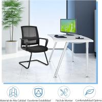 Silla de Conferencia, Silla de Reunión con Base Resistente Forma de Trineo, Sillas Cantilever Respaldo Ergonómico y Asiento Acolchado, Soporte Lumbar Regulable y Reposabrazos (estilo1, 1) - details 7