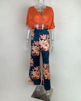 Conjunto informal de moda para mujer, pantalones de pierna ancha estampados con cuello en V, temperamento, nuevo estilo, otoño 2025 - details 9
