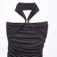 Vestido largo de verano sin mangas y sin espalda con cuello halter - details 11