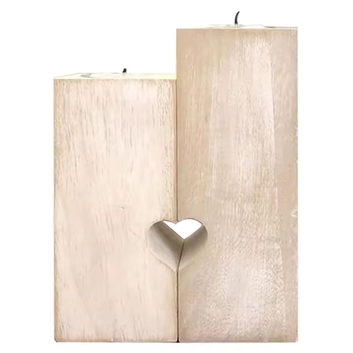 Portavelas de madera para vacaciones, estante de candelabro artesanal en forma de corazón duradero, regalo perfecto para mejores amigos - 1