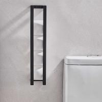 Toallero de rollo de hotel de baño de doble propósito de acero inoxidable negro montado en la pared, estante de papel higiénico - details 7