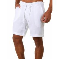 Novedad de verano, pantalones cortos de lino y algodón para hombre, pantalones cortos deportivos informales ligeros y transpirables de color sólido, ropa de calle de moda para Fitness - details 3