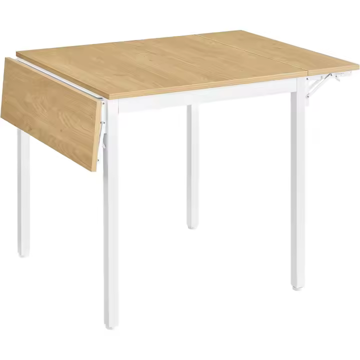 Mesa de comedor, mesa extensible, mesa plegable, 2-4 personas, cocina, espacios pequeños, roble marrón y amarillo natural - 1