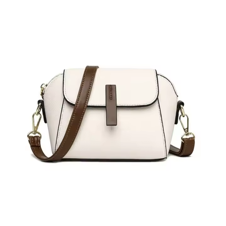 Bolso De Hombro Casual En Cuero PU Para Mujer Color Sólido Bolso Cruzado Con Cierre De Hebilla Y Cremallera - 1
