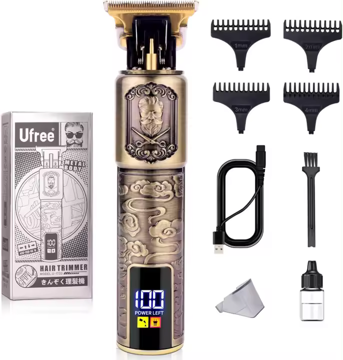 Recortador de pelo de barba profesional para hombres, Kit de corte de aseo, recortador de cuchillas en T de bigote, afeitadoras eléctricas, sin cable, cero Gapped Edgers Cl - 1