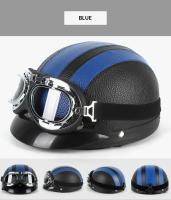 Casco de seguridad unisex para motociclismo, gafas eléctricas retro para moto, casco medio de moda, cuero PU - details 5