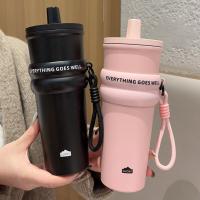 Botella térmica creativa de acero inoxidable 304 con pajita, taza de bebida fría a la moda de 710ml, termo portátil a prueba de fugas para oficina - details 2