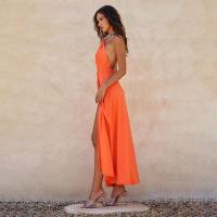 Vestido con abertura y espalda hueca para mujer, cadena con colgante de Color liso, vestidos elegantes para fiesta, novedad de verano - details 16