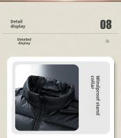 Chaqueta holgada de plumas de ganso blanco, chaqueta ligera con capucha, cuello alto para hombre, corte ajustado con capucha juvenil - details 25