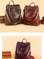 Mochila Vertical de Pu para mujer, bolso cruzado de viaje de gran capacidad, tendencia informal - details 14