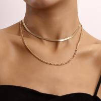 Collar de cadena de hueso de serpiente con agujero pequeño de doble capa Simple, estilo Punk femenino, ancla Jean - details 0