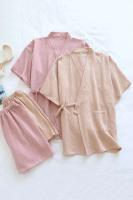 Conjunto de pijama de 2 piezas para pareja japonesa, hilo de algodón fino, pantalones cortos de manga corta, kimono para hombre y mujer, decoración del hogar - details 28