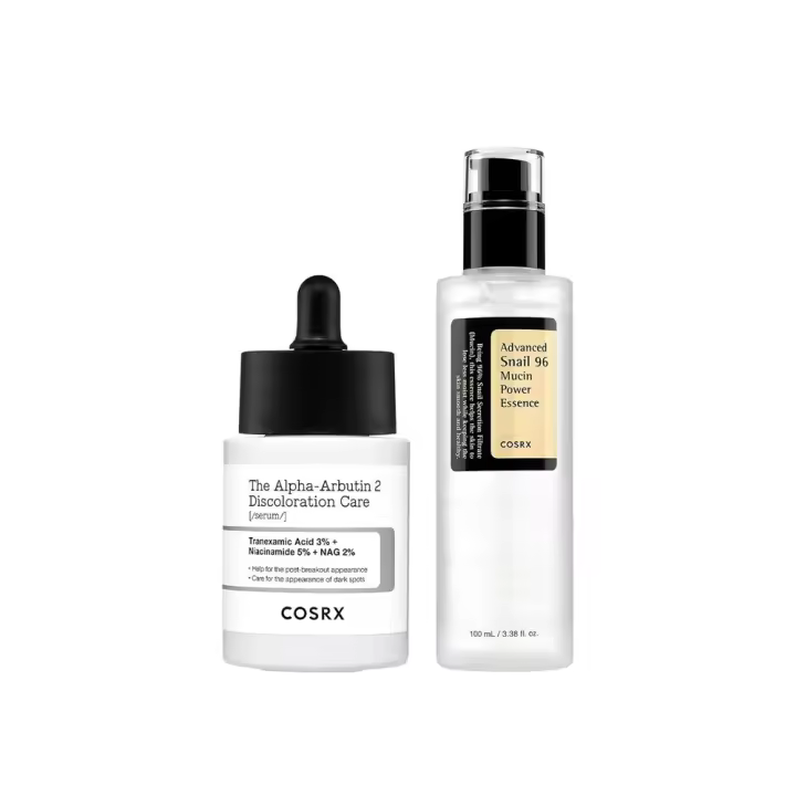 COSRX 2% Suero para el cuidado de la decoloración de alfa arbutina + Esencia de poder de mucina de caracol al 96% - 1