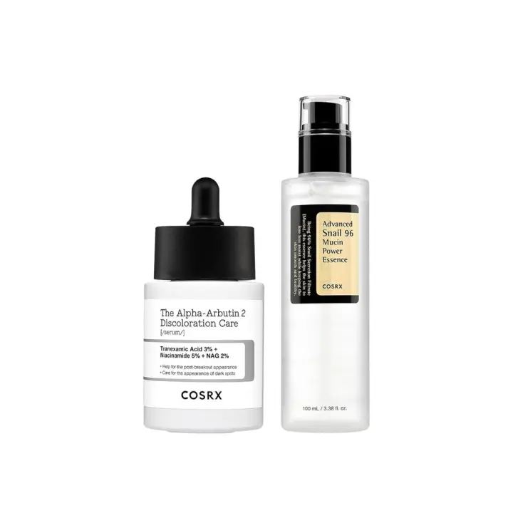 COSRX 2% Suero para el cuidado de la decoloración de alfa arbutina + Esencia de poder de mucina de caracol al 96% - 1