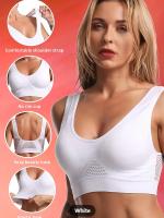 Sujetador deportivo con almohadillas incorporadas, transpirable, alta elasticidad, sin aros, perfecto para yoga, fitness, correr - details 27