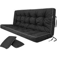 Cojines de Asiento y Respaldo Impermeables Diseño Acolchado y Correas 100 cm Marrón - details 19