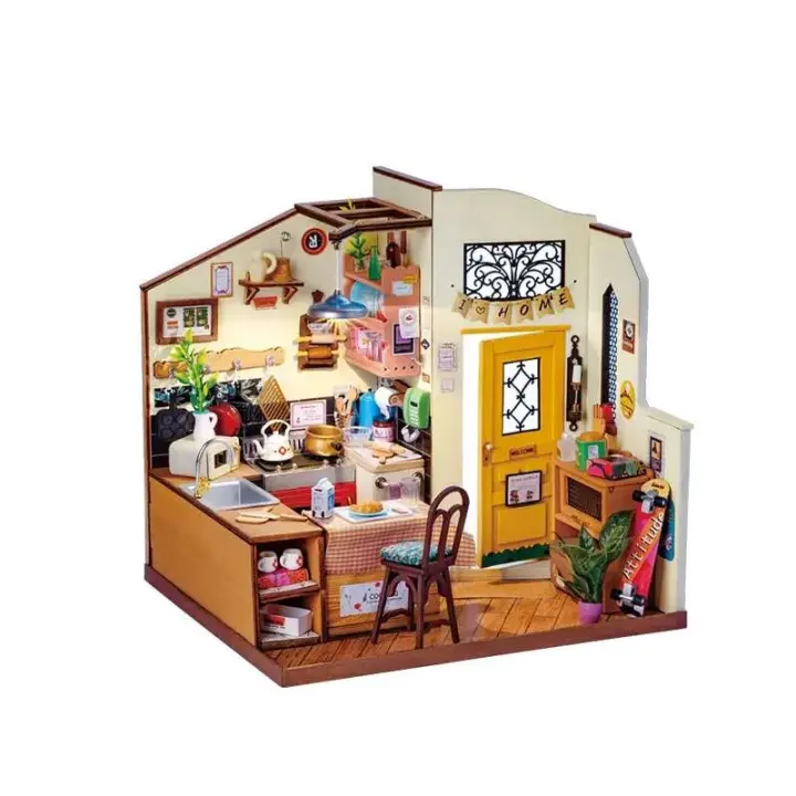 Robotime Rolife casa en miniatura para niños adultos cocina acogedora casa de muñecas prepintada juego de bloques de construcción juguetes de rompecabezas de madera 3D - 1