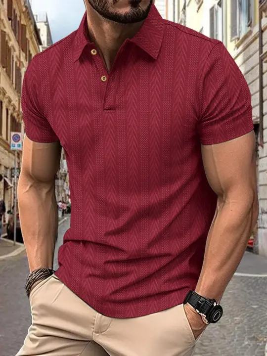 Polo casual de hombre con cuello henry y manga corta para el verano 2025. - 1