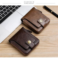 Cartera pequeña Vintage para hombre, monedero corto de cuero PU, Color sólido, con cierre y cremallera - details 10