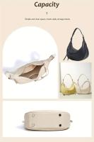 Bolso de Hombro de Cuero Genuino Chic Minimalista Bolso Negro con Cierre de Cremallera - details 1