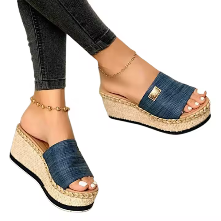 Zapatos de playa de suela gruesa para mujer, sandalias de playa con cuña informales para actuaciones escolares al aire libre - 1