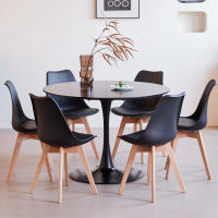 Mesa redonda blanca de 110CM para cocina, comedor, sala de estar, muebles de estilo nórdico moderno, mesa pequeña para balcón - details 5