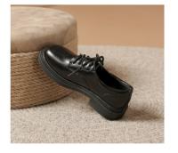 Nuevo otoño cabeza redonda de cuero suave con cordones zapatos individuales de suela plana blanco versátil británico pequeño zapatos de cuero - details 18