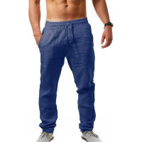Pantalones Largos Ligeros Para Hombre Verano Color Sólido Transpirables Pantalones Casuales Con Cintura Elástica Harajuku - details 5
