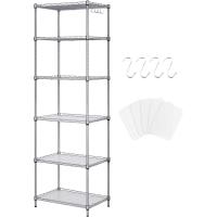 Estantería de metal de 6 niveles, unidad de almacenamiento de cocina de alambre, estante de pie resistente para organización de lavandería (plateado) - details 0