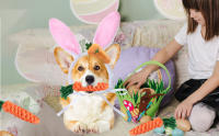 4 disfraces de PCS, diadema con orejas de conejo para perro, pañuelo con patrón temático de huevos de Pascua para perros pequeños y medianos - details 3