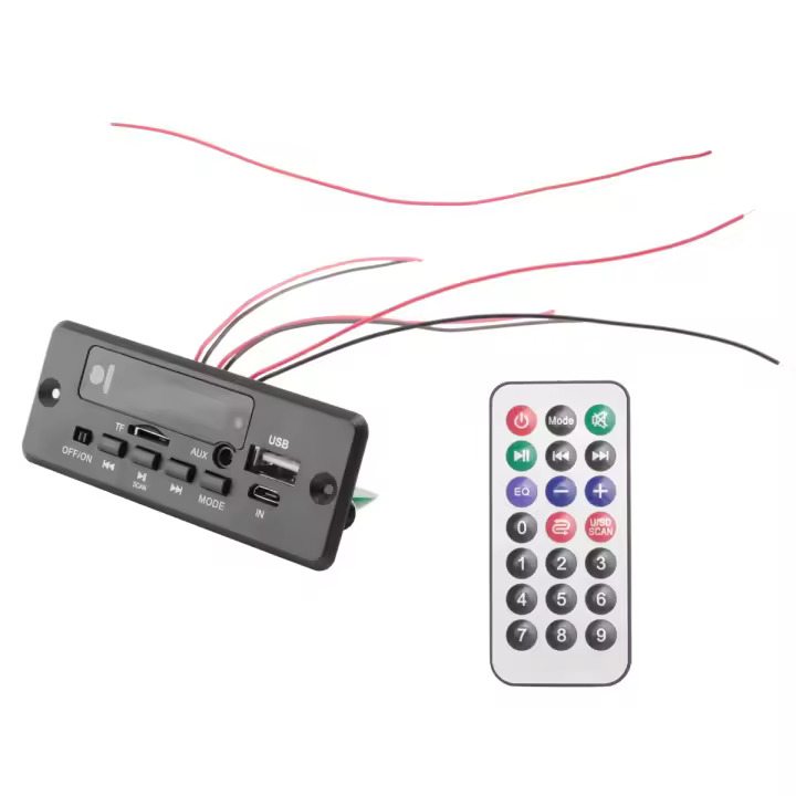 Placa decodificadora de reproductor MP3, amplificador de 2x25W, 50W, 5V-12V, Bluetooth 5,0, módulo de Radio FM para coche, compatible con TF, USB, AUX - 1