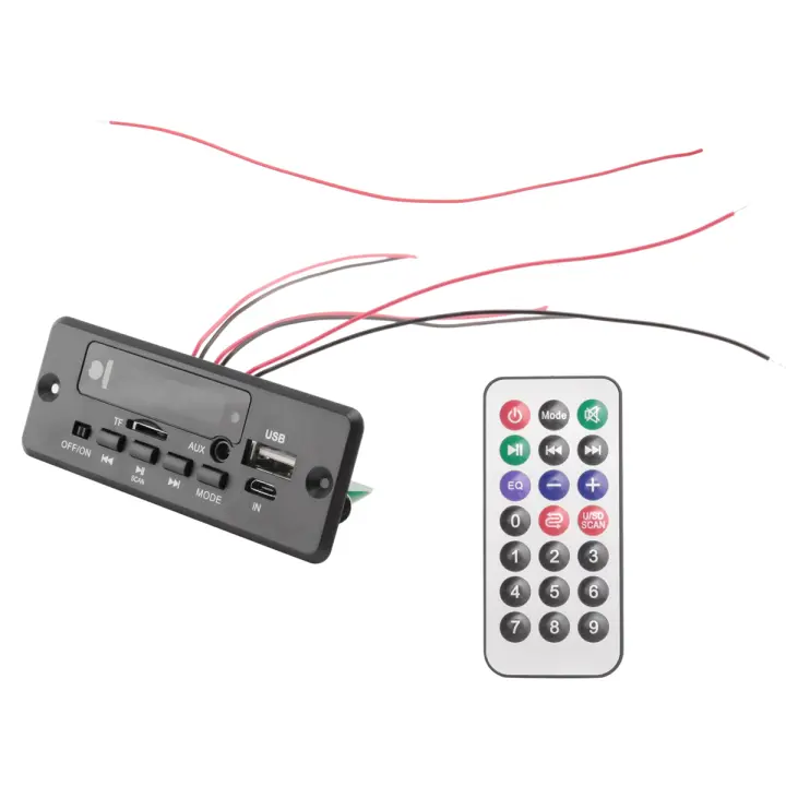 Placa decodificadora de reproductor MP3, amplificador de 2x25W, 50W, 5V-12V, Bluetooth 5,0, módulo de Radio FM para coche, compatible con TF, USB, AUX - 1
