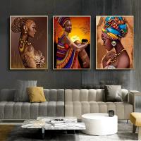 Pintura de Mujer Africana en Lienzo Arte de Pared Moderno para Sala de Estar Decoración del Hogar JUBEER Material de Lienzo - details 0