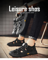 Sandalias de verano para hombre, sandalias romanas de cuero de ocio, zapatos de playa transpirables, zapatos cómodos para hombre, chanclas para exteriores, zapatillas deslizantes - details 2