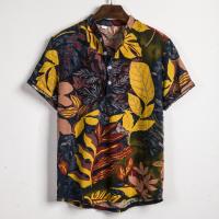 Camisa de lino de manga corta para hombre, camisa de flores de estilo étnico indio, novedad de verano, 2019 - details 59