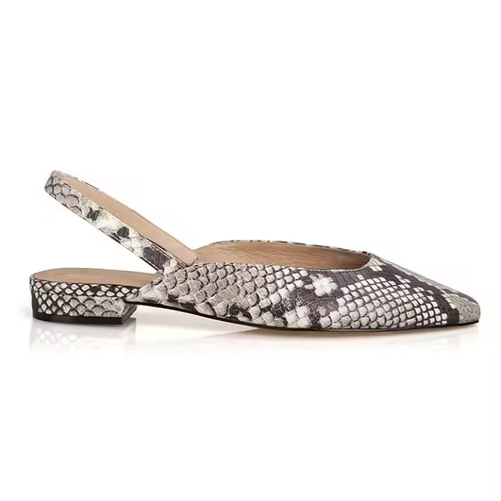 Zapatos de tirachinas de fondo plano, estilo de moda de verano y primavera, cuero con estampado de leopardo, uso diario para mujer - 1