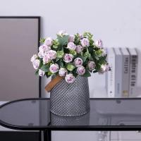 Rosa de seda Artificial de 10 cabezas, ramo de eucalipto y peonía blanca simulada, decoración de boda, flores falsas, decoración de jardín y hogar - details 19