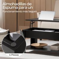 Mesa de Café Elevable y Extensible con Revistero 98x50x(41,8-56) cm Mueble para Sala de Estar y Comedor - details 71